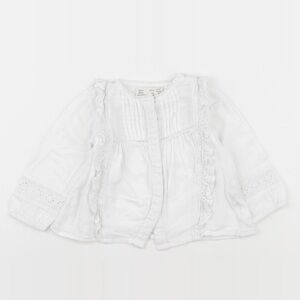 Zara Baby White Cotton Eyelet Ruffle Blouse Long Sleeve Top Size 2-3Y